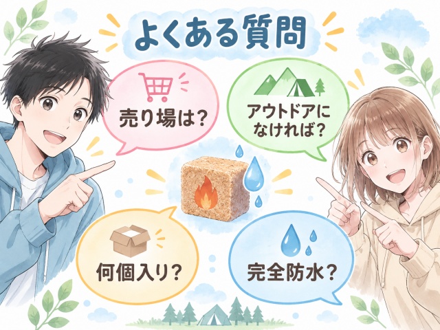 セリアの水に強い着火剤の売り場・内容量・完全防水についてのよくある質問