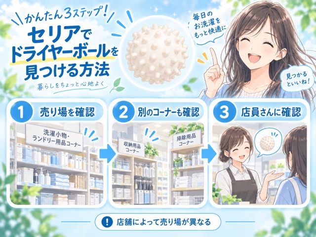 セリアでドライヤーボールが見つからないときの3ステップの探し方