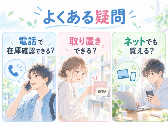 アイメイククレンジングスポンジの電話在庫確認・取り置き・ネット購入に関するQ&Aを示す図