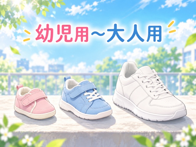 幼児用から大人用までを対象とするシューズブラシの対象イメージ