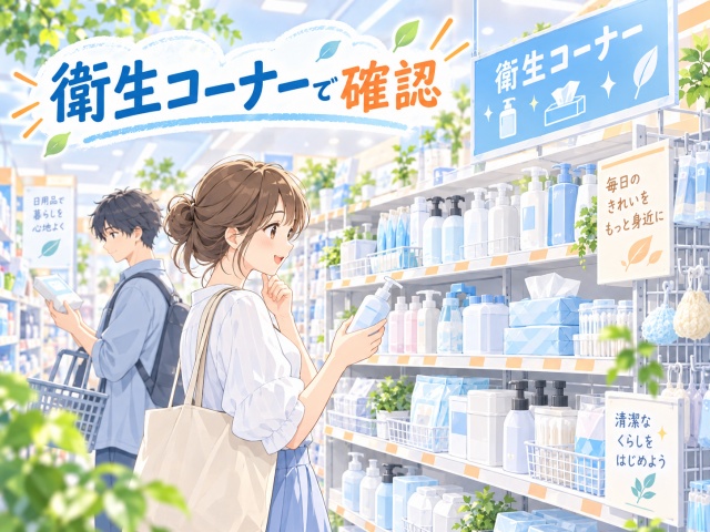 セリア ワイプラザ福井南店でシューズブラシを確認した衛生コーナー