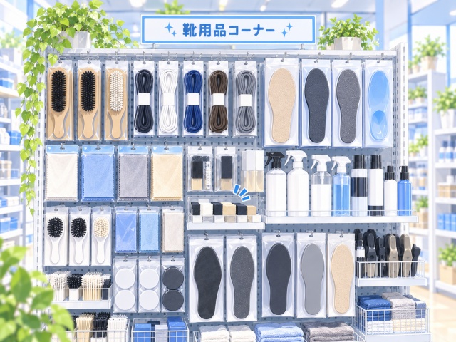 セリア ワイプラザ福井南店でスニーカー用消しゴムを確認した靴用品コーナー