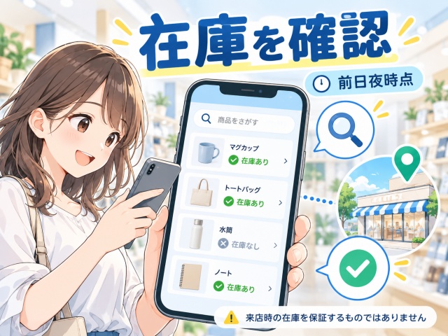 アプリでしなるすき間ヘラの店舗在庫を確認するイメージ