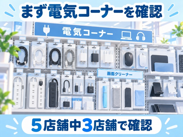 スクリーンクリーナーを探すときに最初に確認したい電気コーナーのイメージ画像