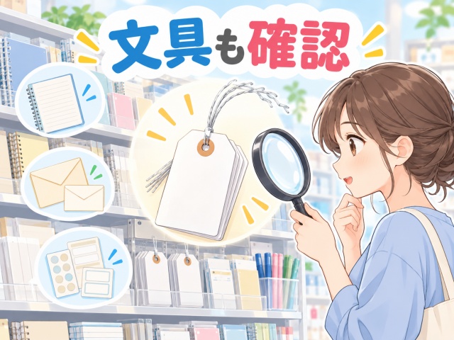 梱包用品や収納になければ文具コーナーも確認するイメージ