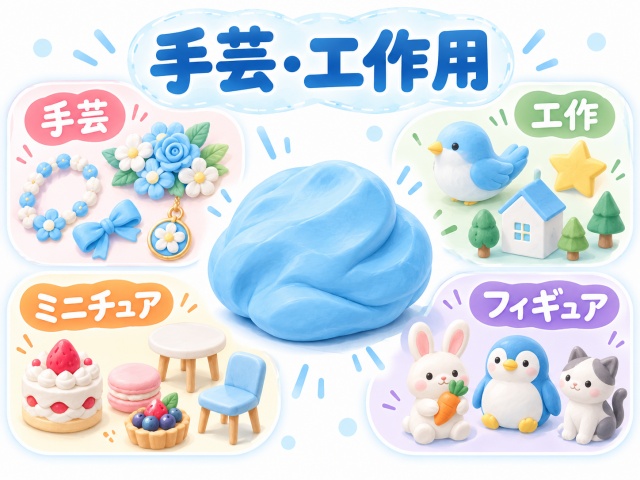 もちっと のびーるねんどを手芸、工作、ミニチュア、フィギュアに活用するイメージ