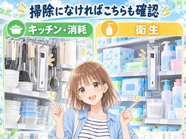しなるすき間ヘラが置かれていたキッチン消耗と衛生コーナー