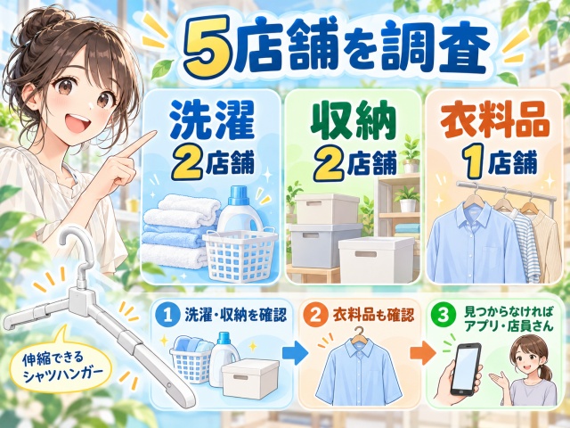 形状安定ワイシャツハンガーの5店舗売り場調査と探し方のまとめ