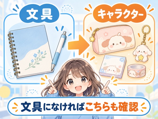 文具コーナーになければキャラクターコーナーも確認する探し方