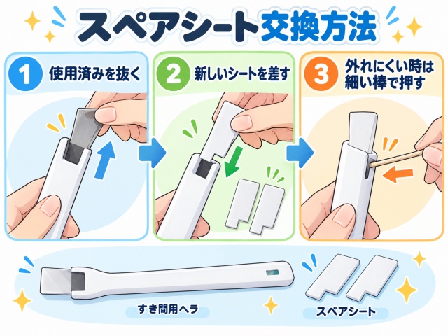 しなるすき間ヘラのスペアシートを交換する3ステップ
