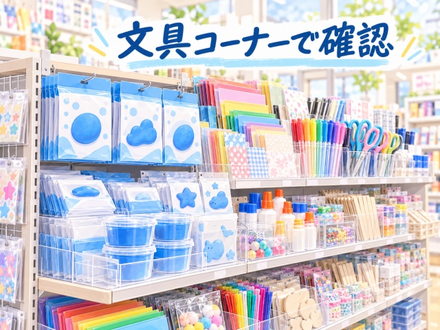 ダイソー 福井若杉店の文具コーナーで確認したもちっと のびーるねんど