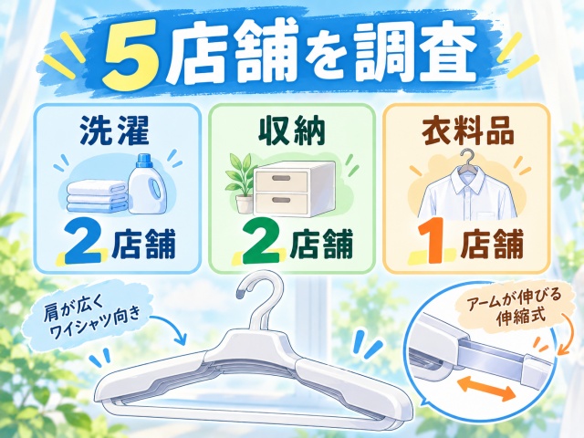 ダイソー5店舗で形状安定ワイシャツハンガーの売り場を調査した結果