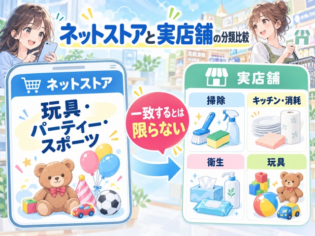 ネットストアと実店舗でしなるすき間ヘラの分類が異なる例