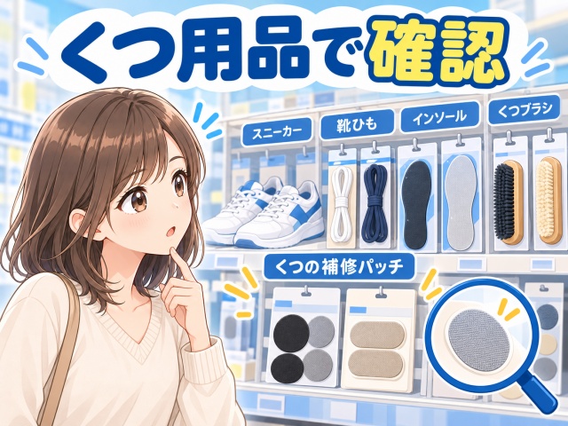 ワイプラザ新保店では靴の補修用パッチをくつ用品コーナーで確認