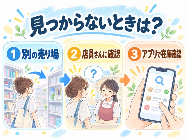 粘土が見つからないときは別売り場、店員、アプリを確認する