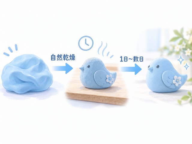 もちっと のびーるねんどが自然乾燥で固まる流れ